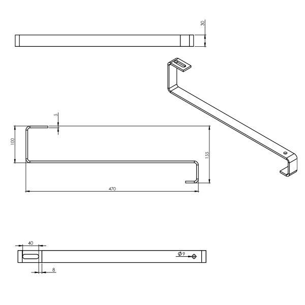 Dachhaken für  Biberschwanz Dächer  Edelstahl 470mm